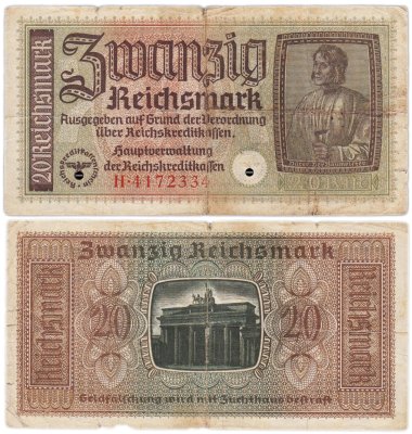 купить Германия 20 рейхсмарок 1940-1945 Немецкие оккупационные территории
