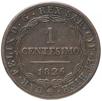 купить Сардиния 1 чентезимо (centesimo) 1826 P