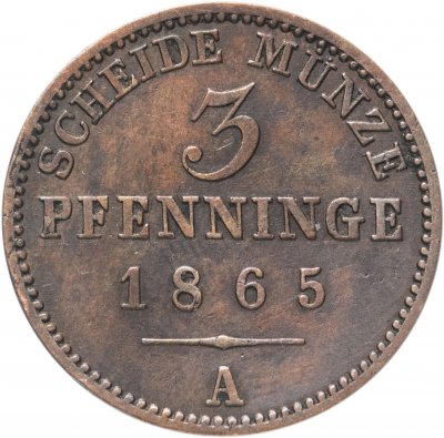 купить Пруссия 3 пфеннига 1865 А