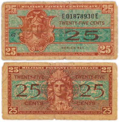 купить США 25 центов 1954-1958 (Pick M31) Военный сертификат