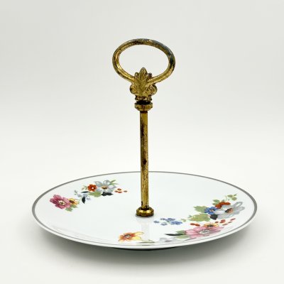 купить Блюдо для сервировки (конфетница), La Porcelaine de Boudour, фарфор, деколь, золочение, металл, Бельгия, 2000-2010 гг.