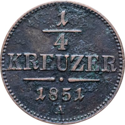 купить Австрия 1/4 крейцера (kreuzer) 1851 A знак монетного двора "A" - Вена