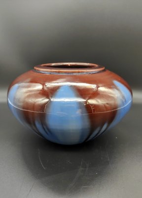 купить Ваза (кашпо) с лиловыми поливами A\S Savi Tallin ceramica, ручная работа, керамика, глазурь, СССР, 1950-1960 гг.