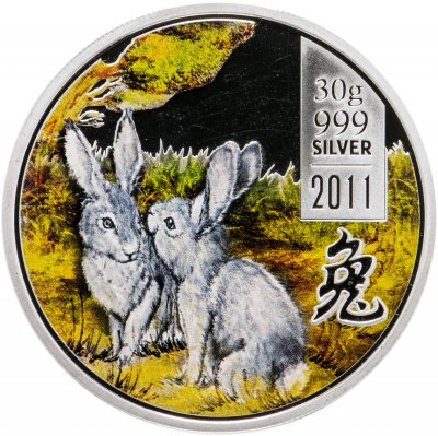 купить Острова Кука 5 долларов 2011 "Лунный календарь - Год кролика" в подарочном деревянном футляре с сертификатом