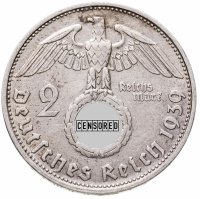 купить Германия Третий рейх 2 рейхсмарки (reichsmark) 1939 G
