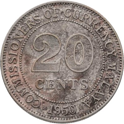 купить Малайя 20 центов (cents) 1950