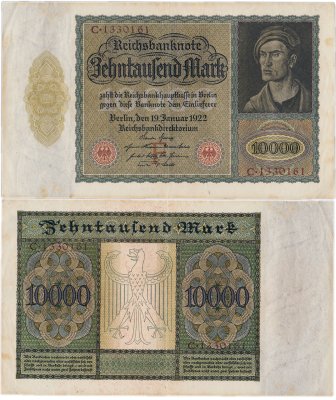 купить Германия 10000 марок 1922 год (Pick 70) Буква F