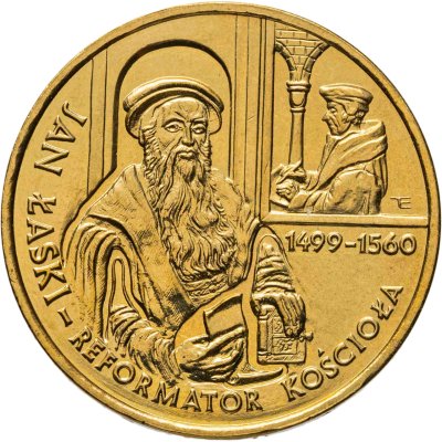 купить Польша 2 злотых (zlote) 1999 "500 лет со дня рождения Яна Лаского"