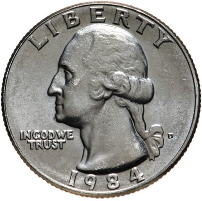 купить США 25 центов (квотер, 1/4 доллара, quarter dollar) 1984 D "Washington Quarter" (наборная)