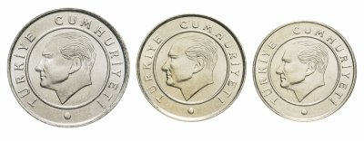 купить Турция набор из 3-х монет 5, 10 и 25 куруш 2019-2021 "Мустафа Кемаль Ататюрк"