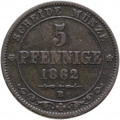 купить Германия (Саксония) 5 пфеннигов 1862 В