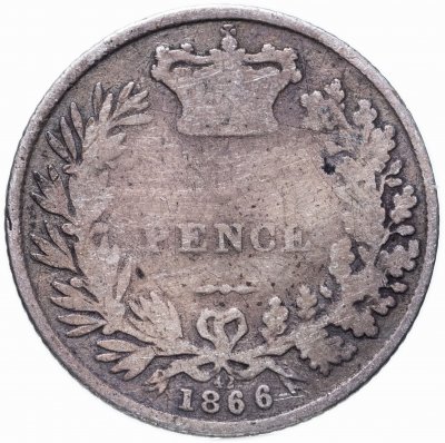 купить Великобритания 6 пенсов (pence) 1866