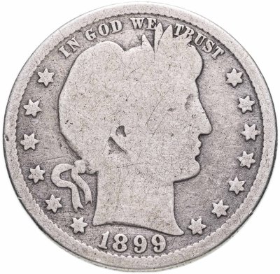купить США 25 центов (квотер, 1/4 доллара, quarter dollar) 1899 Barber Quarter Без отметки монетного двора