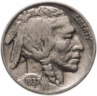 Купить США 5 центов (cents) 1937 Buffalo Nickel Без отметки монетного двора