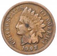 Купить США 1 цент (cent) 1907 Indian Head Cent