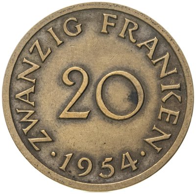 купить Саар 20 франков (francs) 1954