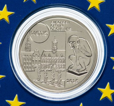 купить Бельгия 5 евро 2015 "Монс - культурная столица" BU, в буклете