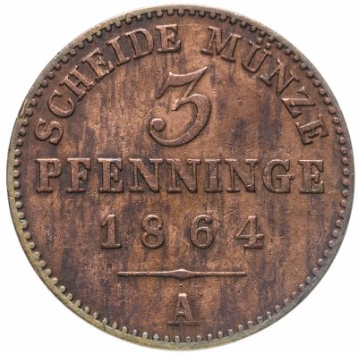 купить Пруссия 3 пфеннига 1864 A