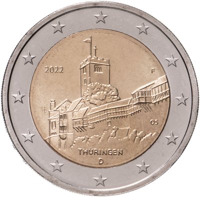 купить Германия 2 евро 2022 "Тюрингия: Замок Вартбург" Двор F