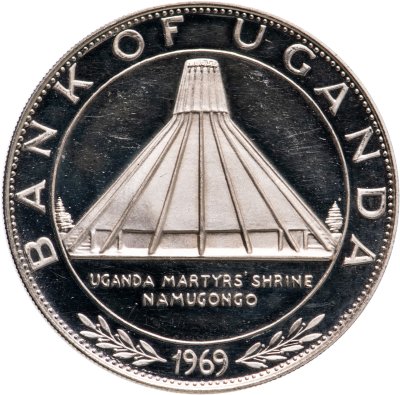 купить Уганда 10 шиллингов 1969 "Визит Папы Римского Павла VI"