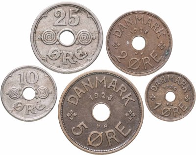 купить Дания, набор из 5 монет 1924-1938