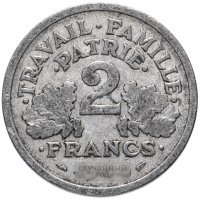купить Франция 2 франка (francs) 1943-1944, случайная дата