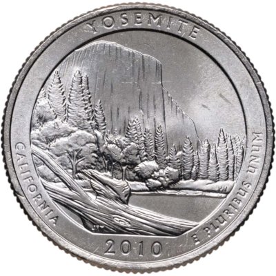 купить США 25 центов (квотер, 1/4 доллара, quarter dollar) 2010 P Национальный парк Йосемити знак монетного двора: "P" - Филадельфия