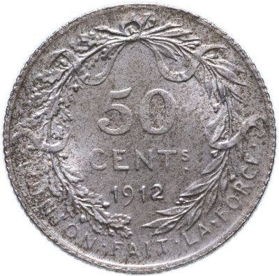 купить Бельгия 50 сантимов (centimes) 1912 Надпись на голландском - 'ALBERT KONING DER BELGEN'