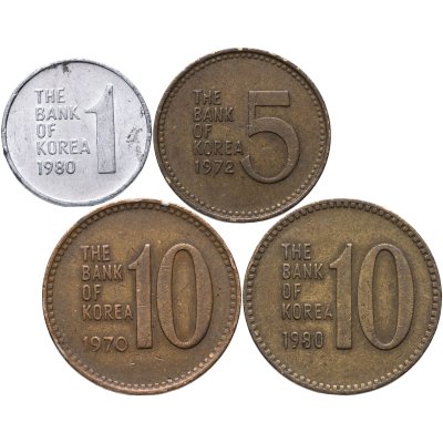 купить Южная Корея набор монет для обращения 1966-1982 (4 штуки)
