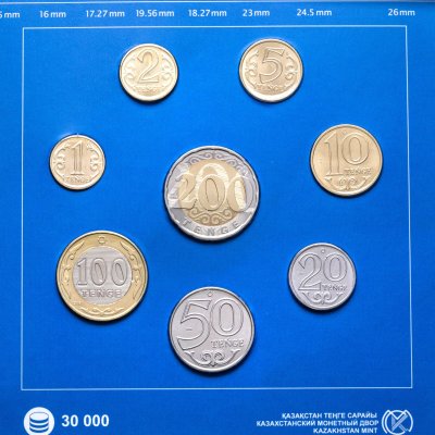 купить Казахстан официальный набор монет для обращения 2023 (8 штук, в буклете "Снежный барс")