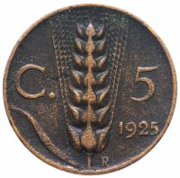 Купить Италия 5 чентезимо (centesimi) 1919-1937