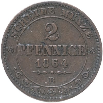 купить Германия, Саксония 2 пфеннига 1864