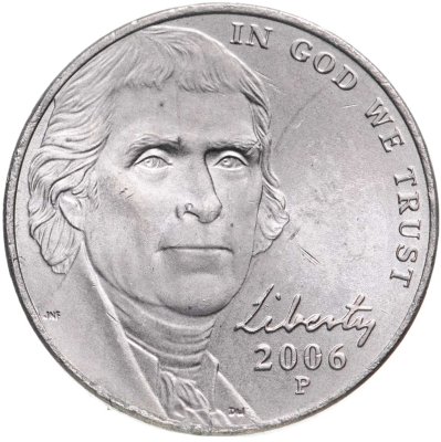купить США 5 центов (cents) 2006 "Return to Monticello Jefferson Nickel - Джефферсон", знак монетного двора "P" - Филадельфия