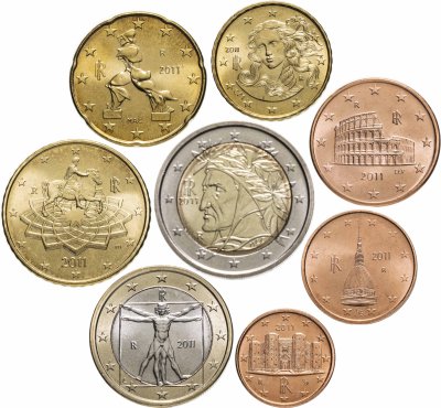купить Италия годовой набор евро 2011 (8 монет)