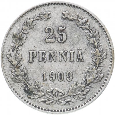 купить 25 пенни 1909 L, монета для Финляндии