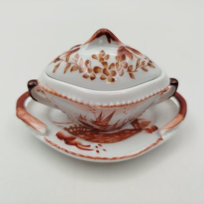 купить Солонка в виде супницы (миниатюрная) с изображением речного пейзажа, "Porcelain Art", фарфор, роспись, Европа, 1970-2000 гг.