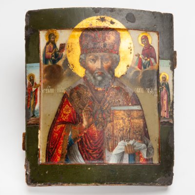 купить Икона "Святой Николай Чудотворец", дерево, темпера, золочение, Российская империя, 1800-1850 гг.
