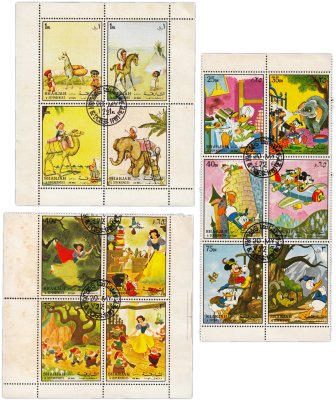 купить ОАЭ Набор марок 3 квартблока "Шарджа. Мультфильмы"