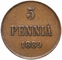 Купить 5 пенни 1889, для Финляндии
