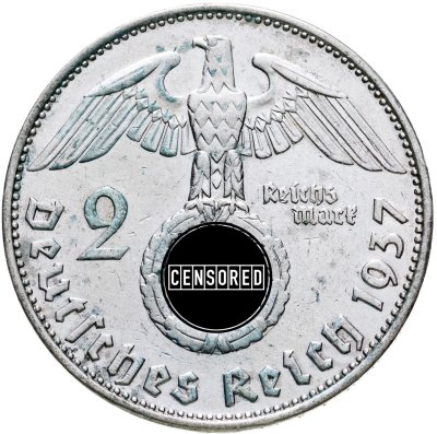 купить Германия, Третий Рейх 2 рейхсмарки 1937, знак монетного двора "G" - Карлсруэ
