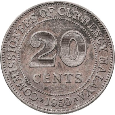 купить Малайя 20 центов (cents) 1950