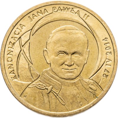 купить Польша 2 злотых 2014 "Канонизация папы Иоанн Павел II"