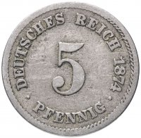 купить Германия 5 пфеннигов (pfennig) 1874-1889