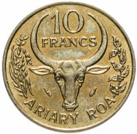 Купить Мадагаскар 10 франков (francs) 1988