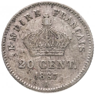 купить Франция 20 сантимов (centimes) 1867