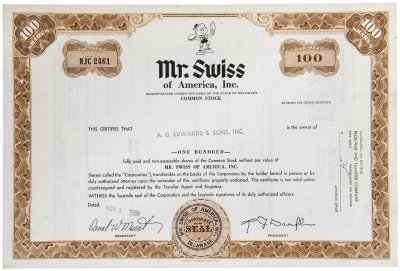 купить Акция США Mr. Swiss of America, Inc. 1969 г.