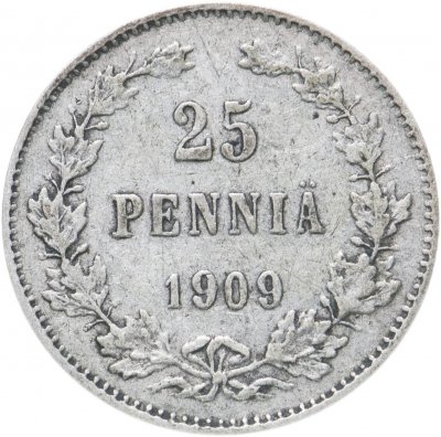 купить 25 пенни 1909 L, монета для Финляндии