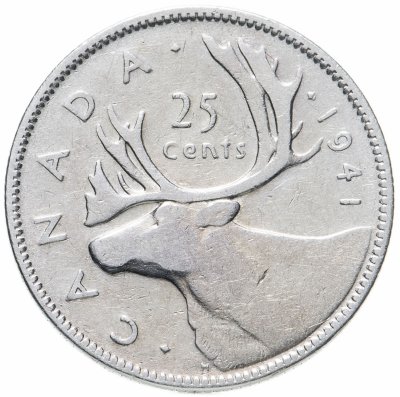 купить Канада 25 центов (cents) 1941