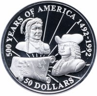 купить Острова Кука 50 долларов (dollars) 1993 "500 лет открытию Америки. Уильям Пенн"