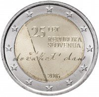 Купить Словения 2 евро 2016 "25 лет независимости"